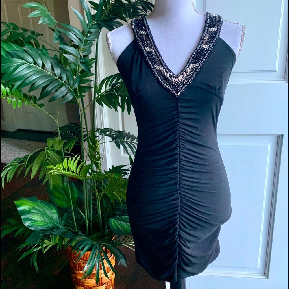 California Girlz black rouched mini dress